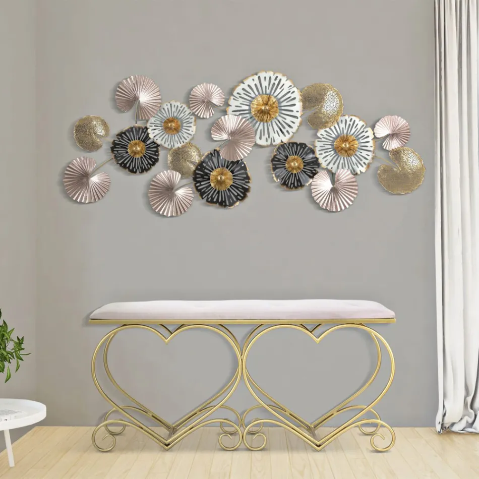 Stol në hekur ari me sedilje të mbushur dhe të mbuluar me pëlhurë - Alchimia Viadurini