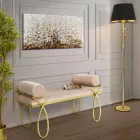 Dizajn Modern Stol Drejtkëndor në Hekur, MDF dhe Pëlhurë - Harding Viadurini