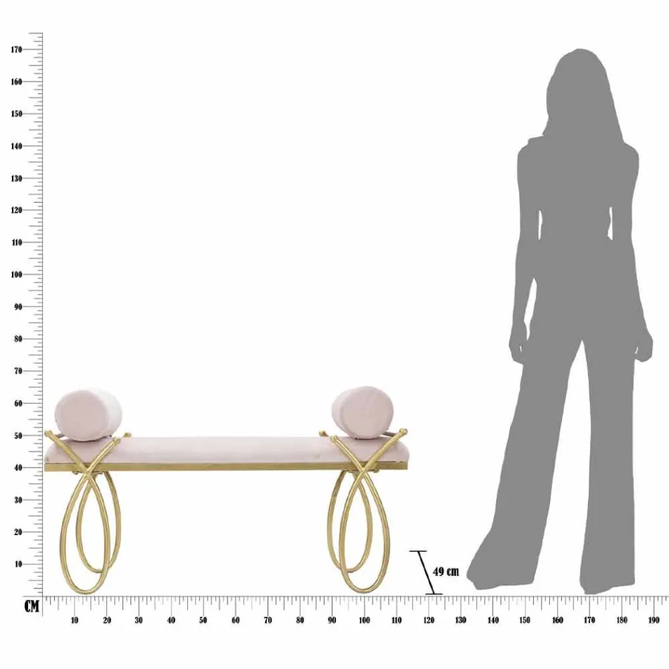 Dizajn Modern Stol Drejtkëndor në Hekur, MDF dhe Pëlhurë - Harding Viadurini