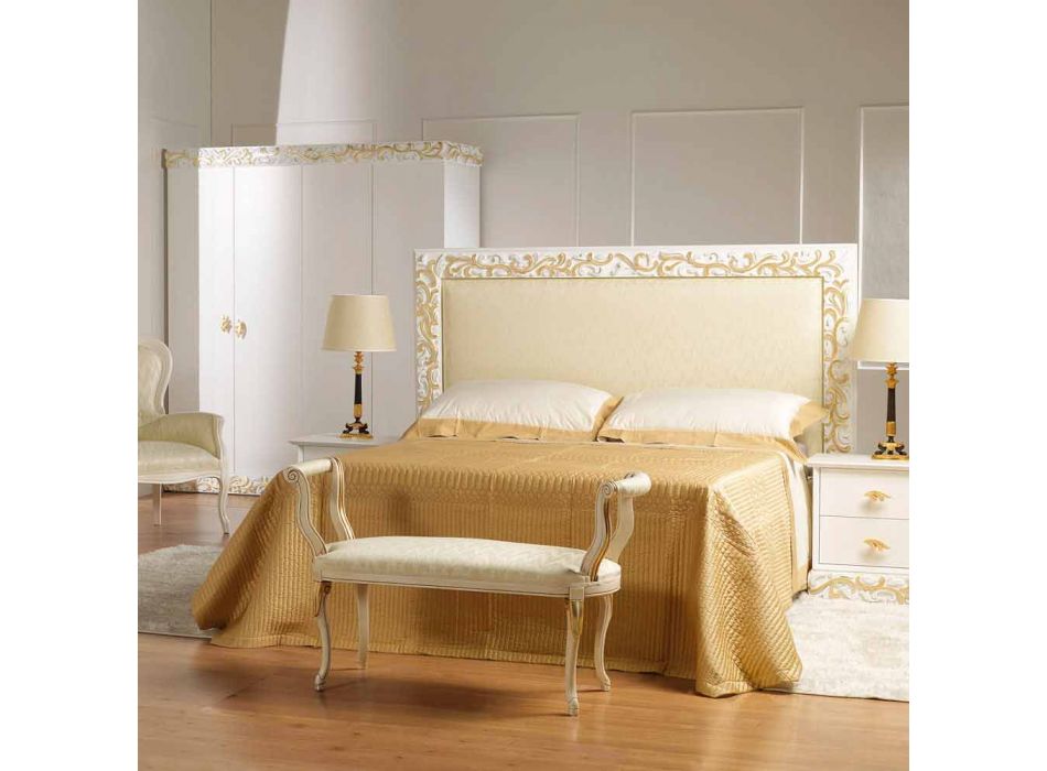 Qilim stoli, dizajn klasik në ngjyrë fildishi me dekorime ari Tyler Viadurini