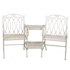 Stola 2 vendësh me tavolinë metalike dhe mbajtëse ombrellë - ngjitës Viadurini