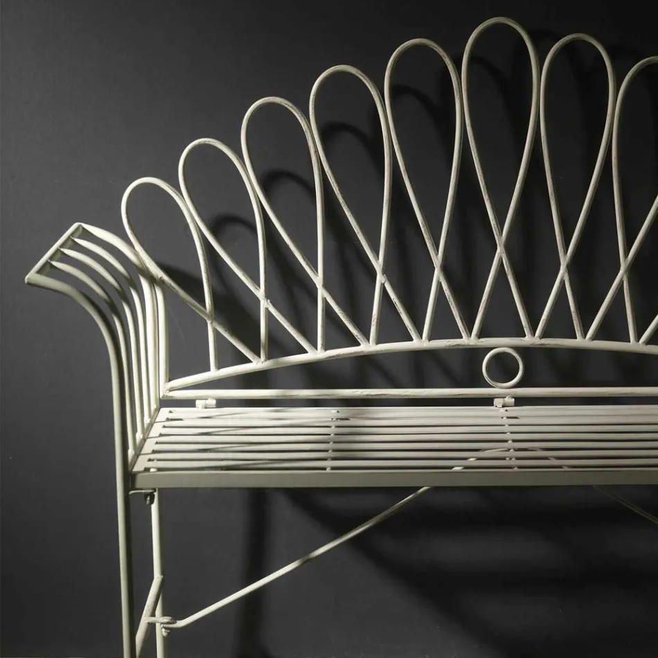 Stola Kopshti me 2 Vende në Finish Metal Fildishi - Ngjitës Viadurini