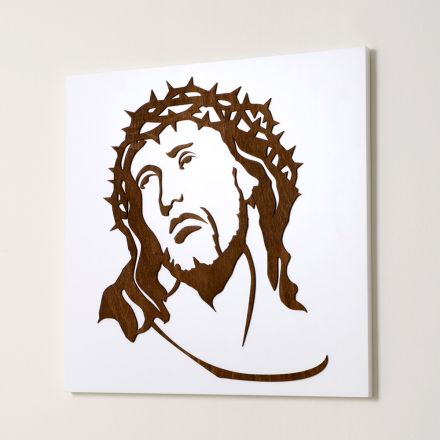 Paneli i bardhë që përshkruan fytyrën e Krishtit të bërë në Itali - Akari Viadurini