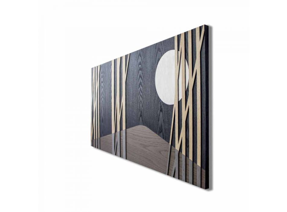 Panel dekorativ 120x60 me inlaj druri natyral dhe basoreliev - Fuca Viadurini