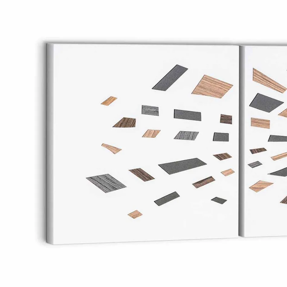 Panel dekorativ muri në kanavacë me futje druri prodhuar në Itali - Beatris Viadurini