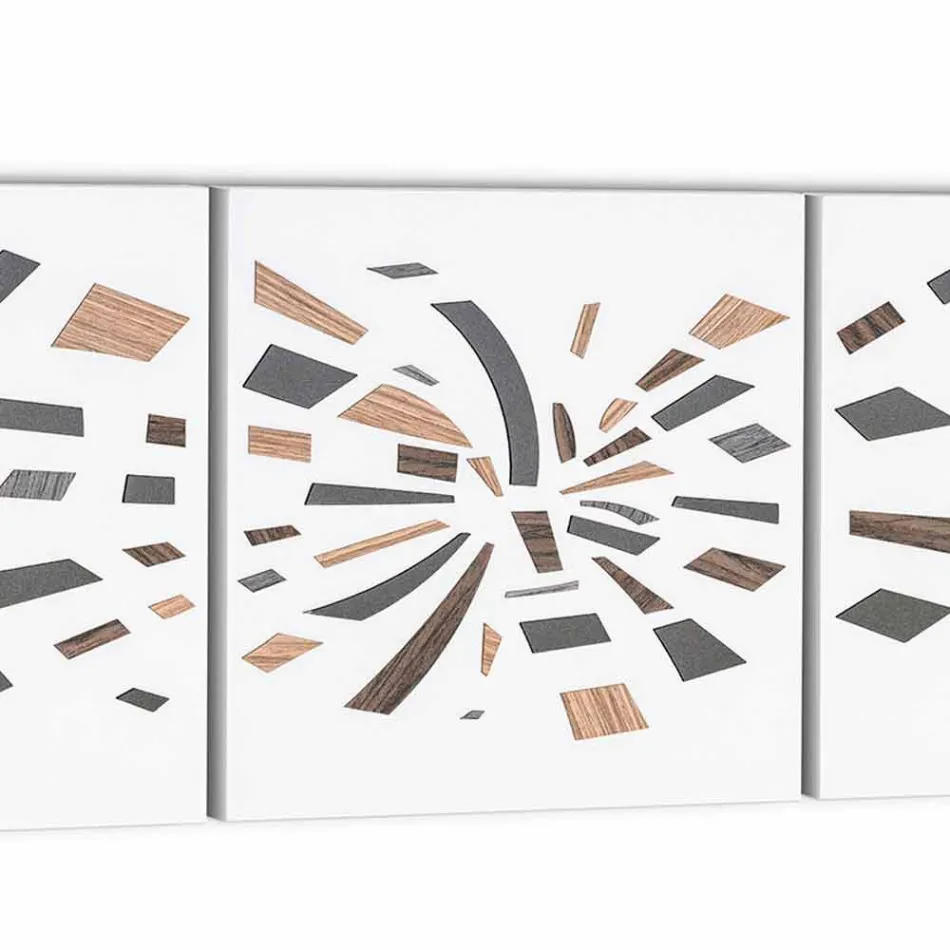 Panel dekorativ muri në kanavacë me futje druri prodhuar në Itali - Beatris Viadurini