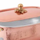 Tenxhere peshku në bakër të konservuar me dorë italiane dhe kapak 44 cm - Mariapia Viadurini