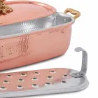 Tenxhere peshku në bakër të konservuar me dorë italiane dhe kapak 44 cm - Mariapia Viadurini