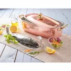 Tenxhere peshku në bakër të konservuar me dorë italiane dhe kapak 44 cm - Mariapia Viadurini