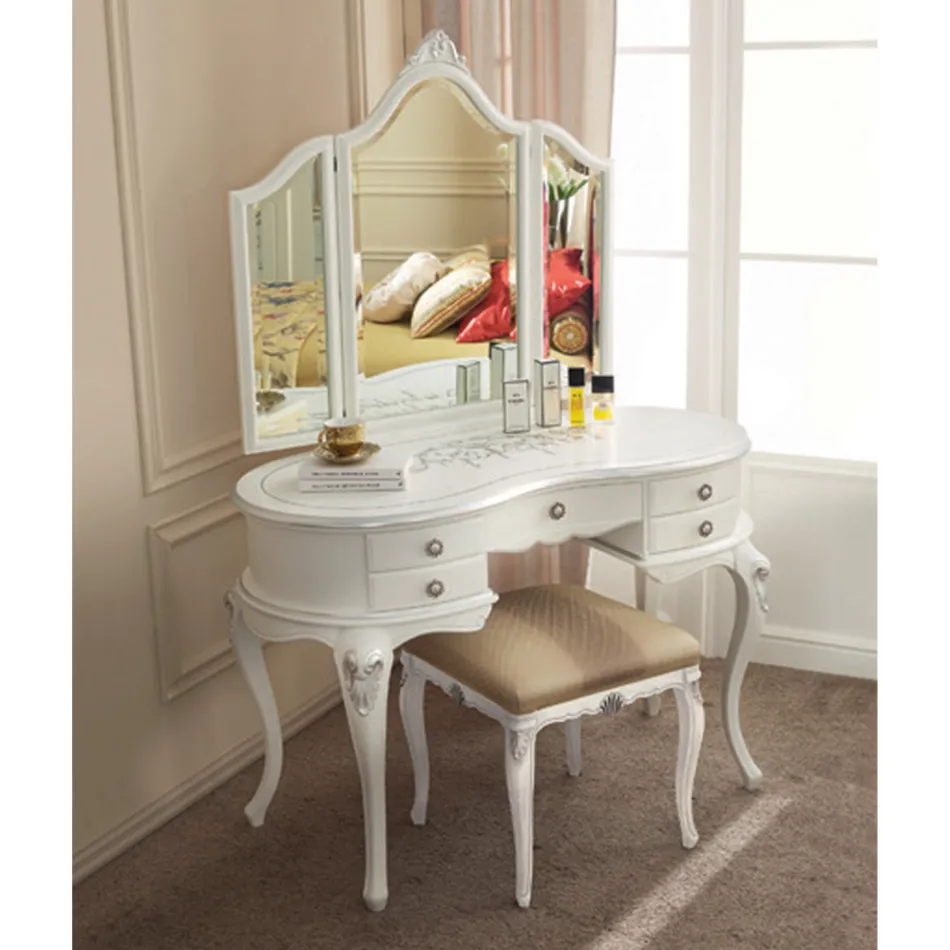 Krehër klasik i grimit prej druri me pasqyrë Prodhuar në Itali - Cambrige Viadurini