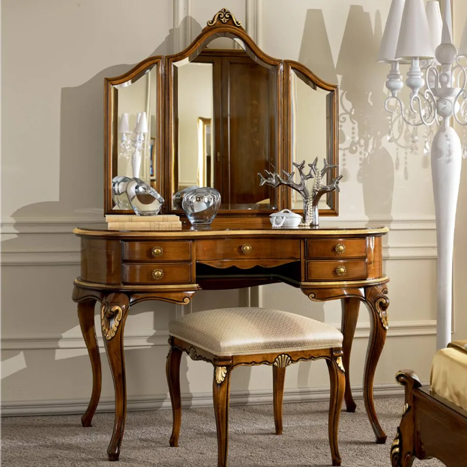 Krehër klasik i grimit prej druri me pasqyrë Prodhuar në Itali - Cambrige Viadurini