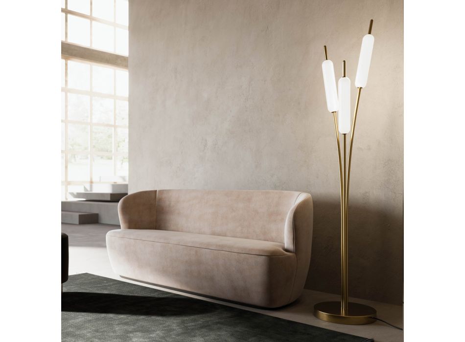 Llamba dyshemeje me 3 drita në tunxh dhe qelq me dizajn elegant modern - Typha nga Il Fanale Viadurini