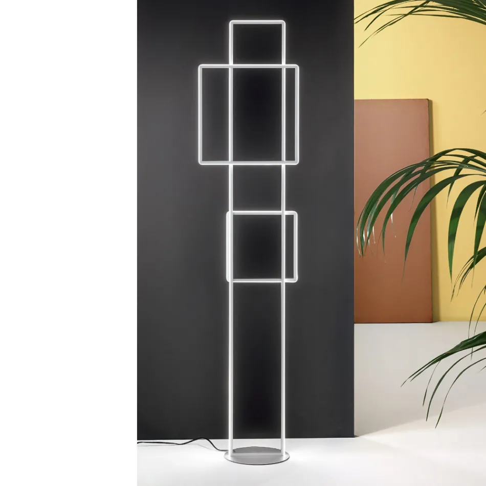 Dizajn llambë dyshemeje LED në metal të lyer me ar ose argjend - formale Viadurini