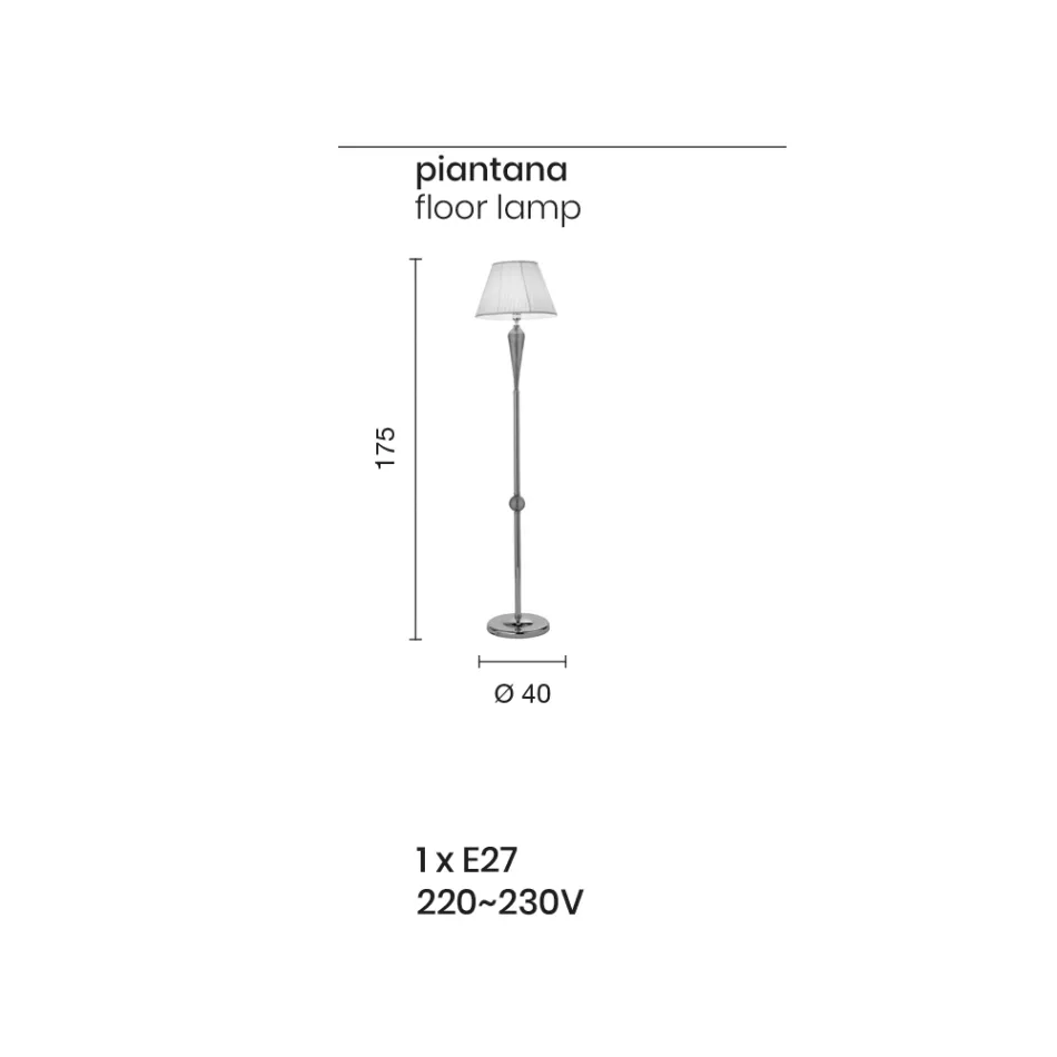 Llambë dyshemeje klasike me xham Rigaton të punuar me dorë dhe metal ari - Fievole Viadurini