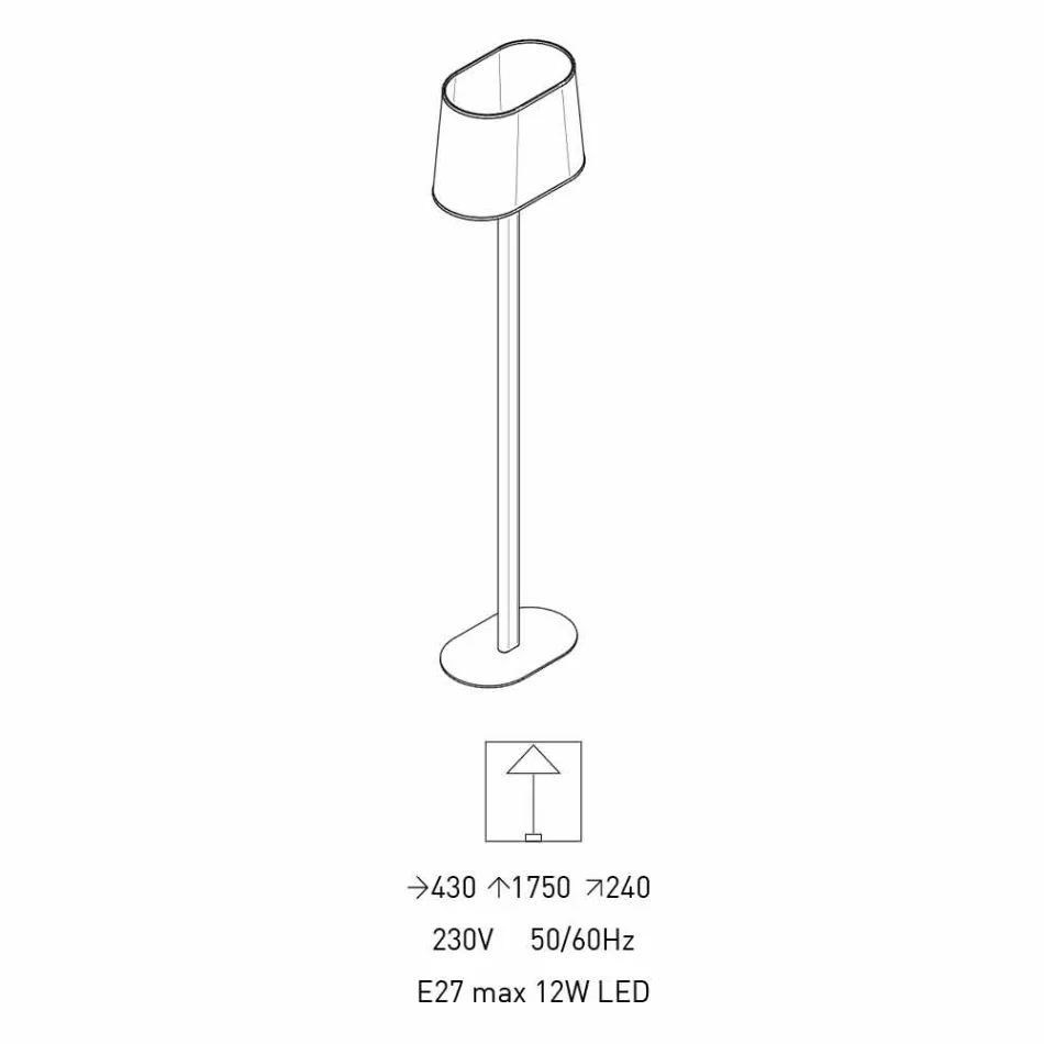 Llambë dyshemeje me dizajn modern në llambë me abazhur pëlhure prodhuar në Itali - Kërce Viadurini