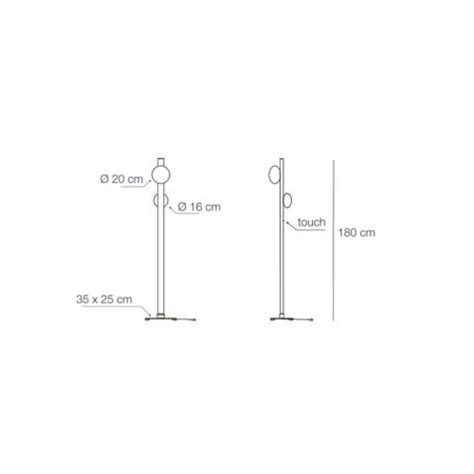 Llambë dyshemeje Alma në alumin dhe xham të bardhë të fryrë Viadurini