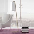 Llambë për dysheme metalike me abazhur pambuku moderne të bardhë prodhuar në Itali - Barton Viadurini