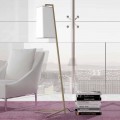 Llambë për dysheme metalike me abazhur pambuku moderne të bardhë prodhuar në Itali - Barton