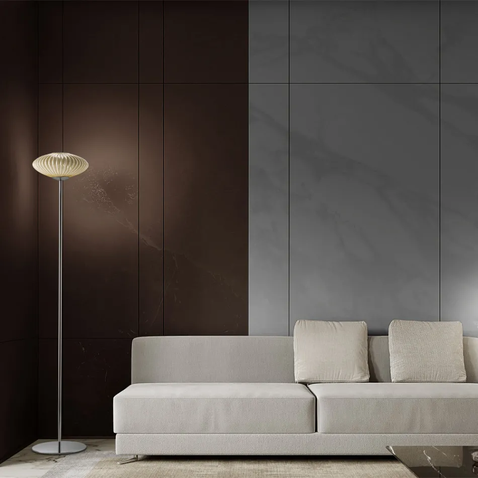 Llambë dyshemeje prej xhami veneciane me brinjë dhe fryrje me dorë - Dafne Viadurini