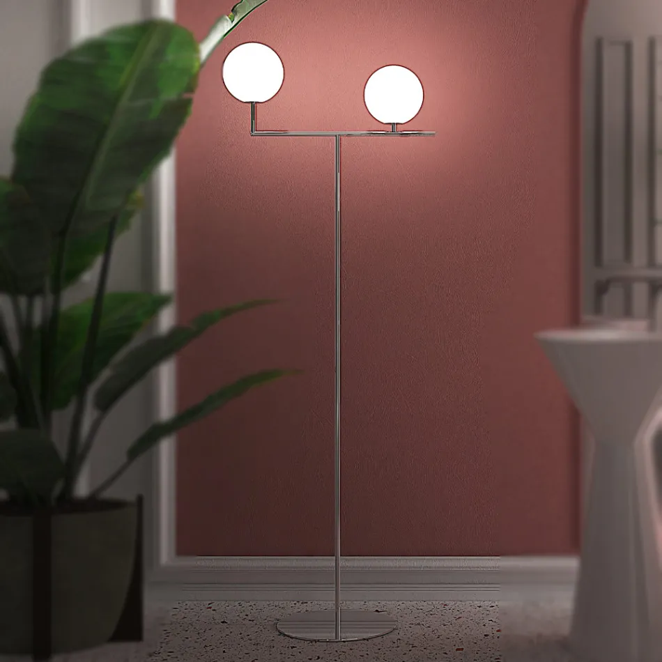 Llambë dyshemeje moderne në xham venecian të fryrë me dorë - borë Viadurini