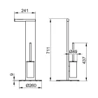 Mbajtëse për furçë tualeti në këmbë dhe rul banjoje prej alumini të bardhë ose të zi - Alkadë Viadurini