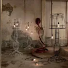 Llamba e dyshemesë së dhomës së ndenjes 3 drita në stilin minimal të bardhë ose natyror - Stili Viadurini