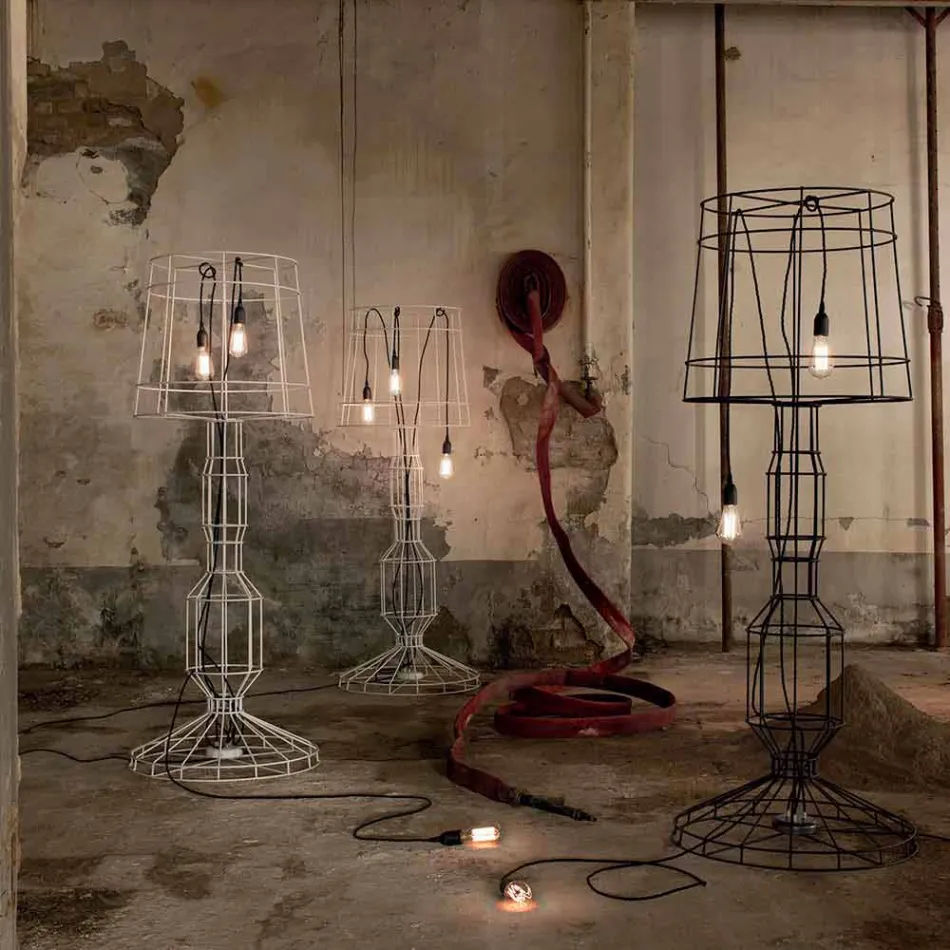 Llamba e dyshemesë së dhomës së ndenjes 3 drita në stilin minimal të bardhë ose natyror - Stili Viadurini