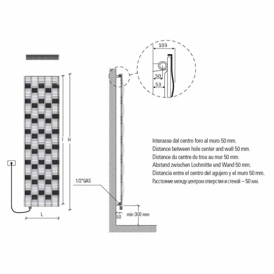 5 Pllaka Elektrike Rrezatuese Çeliku të Projektimit deri në 1000 Watt - Lumi Viadurini