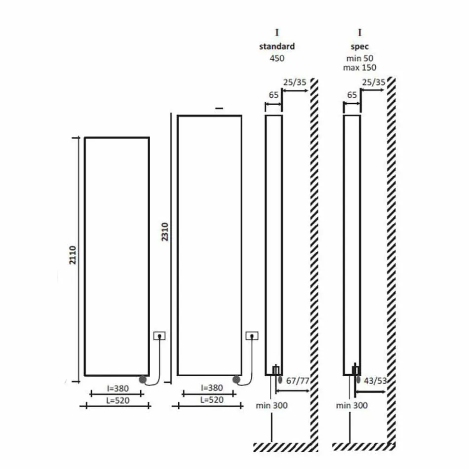 Radiatori modern i murit me pllaka rrezatuese elektrike deri në 1000 W - I përkulur Viadurini