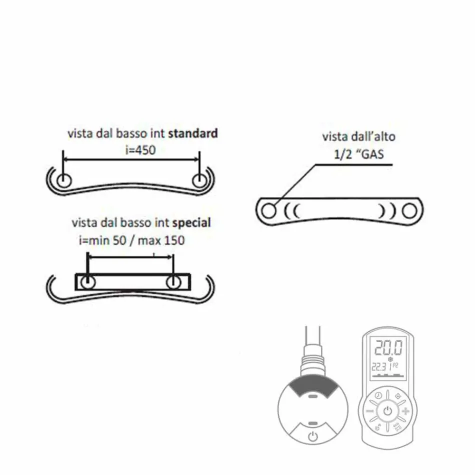 Radiatori modern i murit me pllaka rrezatuese elektrike deri në 1000 W - I përkulur Viadurini