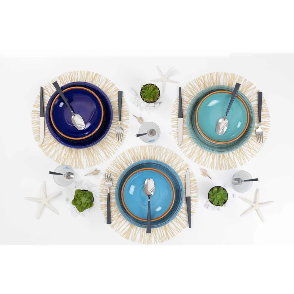 Pllaka me ngjyra dhe moderne 18 copë në shërbimin e plotë të tabelave me gurë - Egadi Viadurini