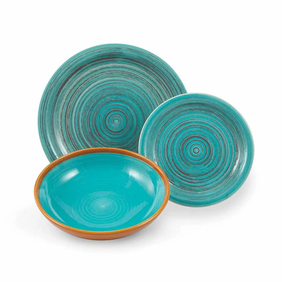 Pllaka me ngjyra dhe moderne 18 copë në shërbimin e plotë të tabelave me gurë - Egadi Viadurini