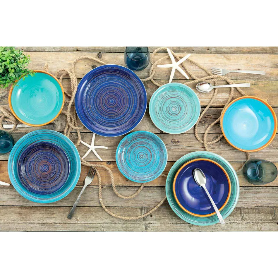 Pllaka me ngjyra dhe moderne 18 copë në shërbimin e plotë të tabelave me gurë - Egadi Viadurini