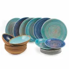 Pllaka me ngjyra dhe moderne 18 copë në shërbimin e plotë të tabelave me gurë - Egadi Viadurini