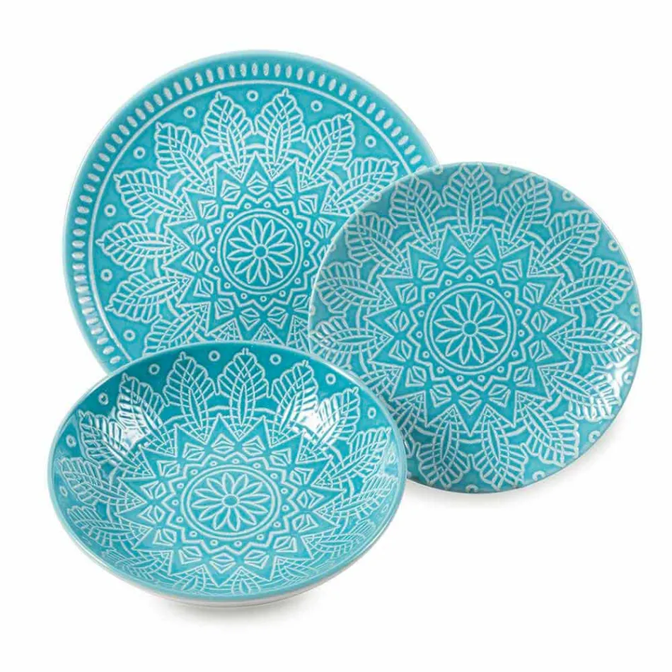 Pllaka me ngjyra moderne 18 copë Shërbimi i plotë i tabelës në Gres - Kretë Viadurini