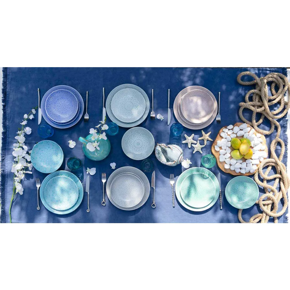 Pllaka me ngjyra moderne 18 copë Shërbimi i plotë i tabelës në Gres - Kretë Viadurini