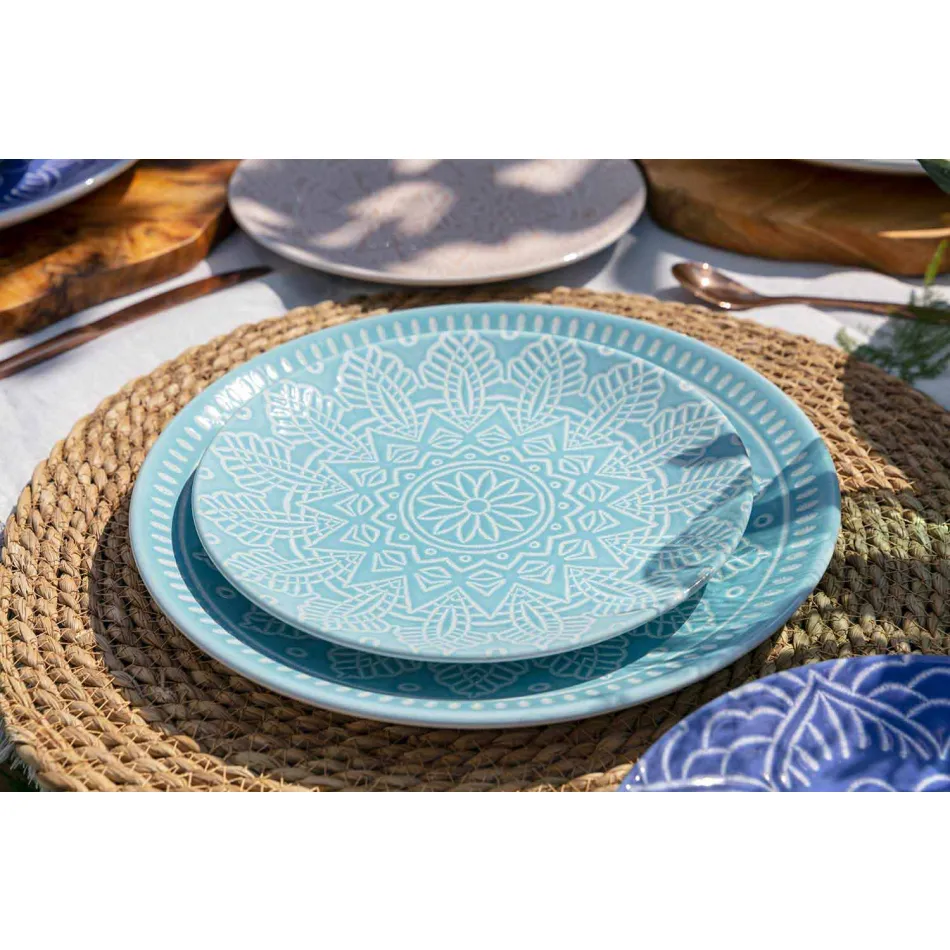 Pllaka me ngjyra moderne 18 copë Shërbimi i plotë i tabelës në Gres - Kretë Viadurini