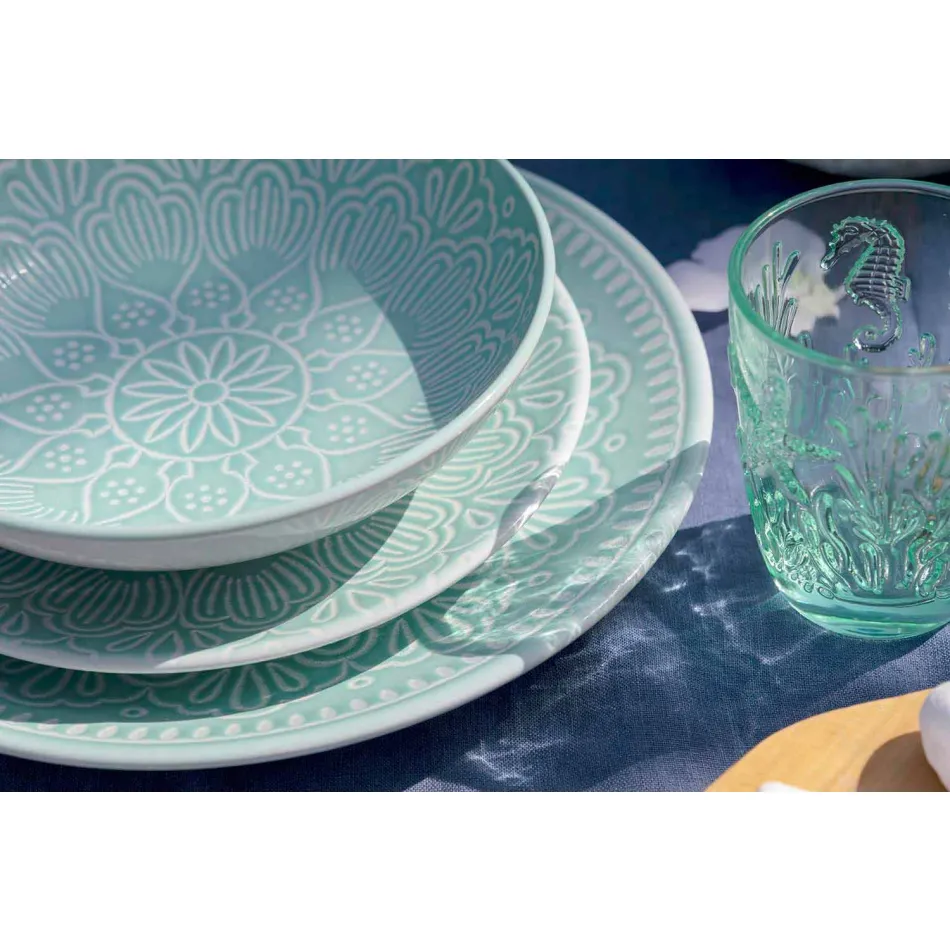 Pllaka me ngjyra moderne 18 copë Shërbimi i plotë i tabelës në Gres - Kretë Viadurini