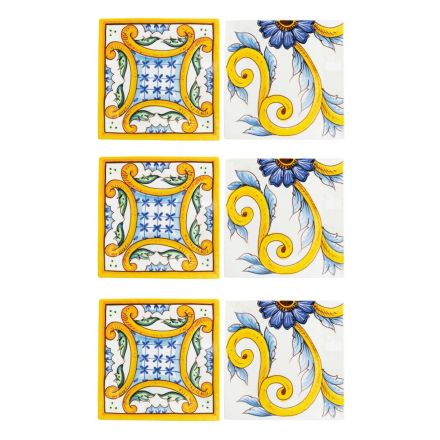 Pjata katrore ne porcelan me ngjyra dekor Majolica 6 cope - Pllake Viadurini