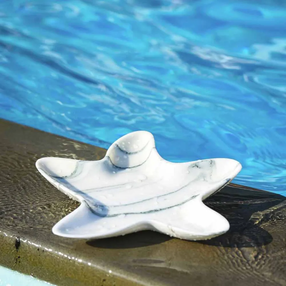 Pjatë moderne prej mermeri në formën e një yll deti prodhuar në Itali - Ticcio Viadurini