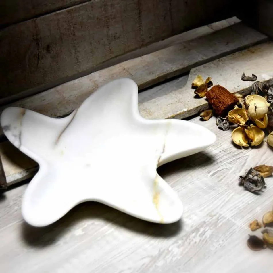 Pjatë moderne prej mermeri në formën e një yll deti prodhuar në Itali - Ticcio Viadurini