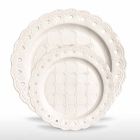 Pjata e preferuar 12 copë në dorë prej porcelani të bardhë të dekoruar - Rafiki Viadurini