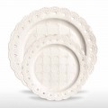 Pjata e preferuar 12 copë në dorë prej porcelani të bardhë të dekoruar - Rafiki