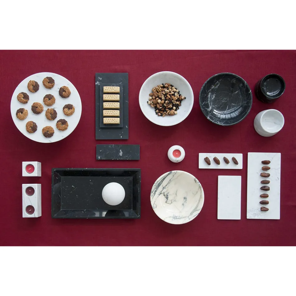 Pjata e rrumbullakët e djathit në mermer të bardhë ose të zi të bërë në Itali - Kirby Viadurini