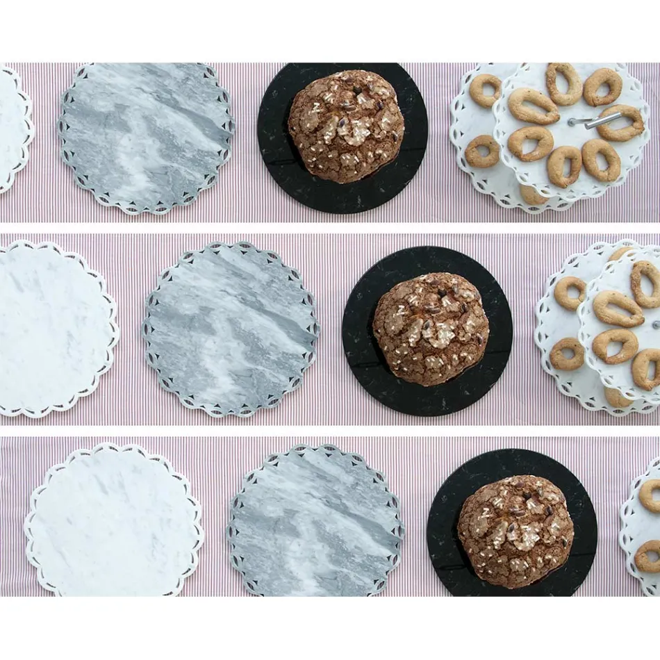 Pjata e rrumbullakët e djathit në mermer të bardhë ose të zi të bërë në Itali - Kirby Viadurini