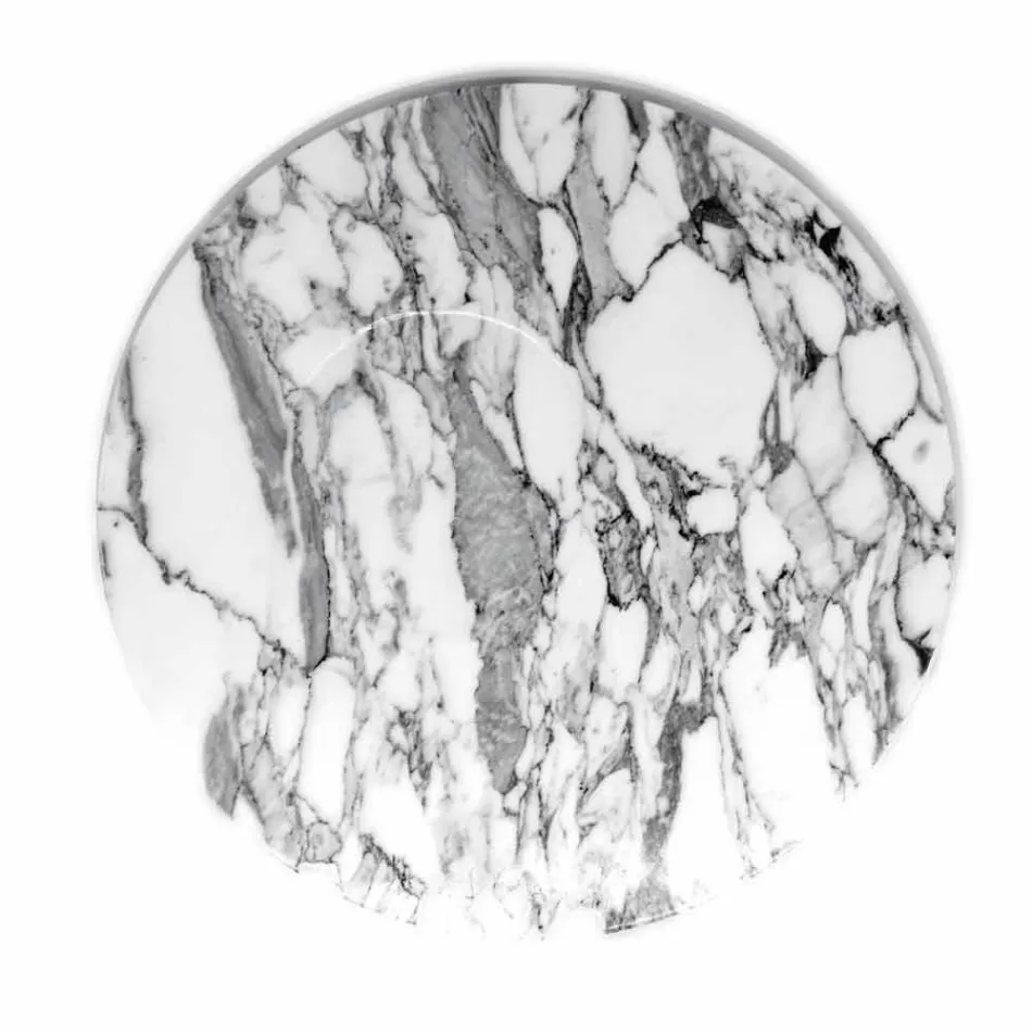 Pllakë shërbimi e rrumbullakët në mermer të bardhë Carrara prodhuar në Itali - Kamil Viadurini