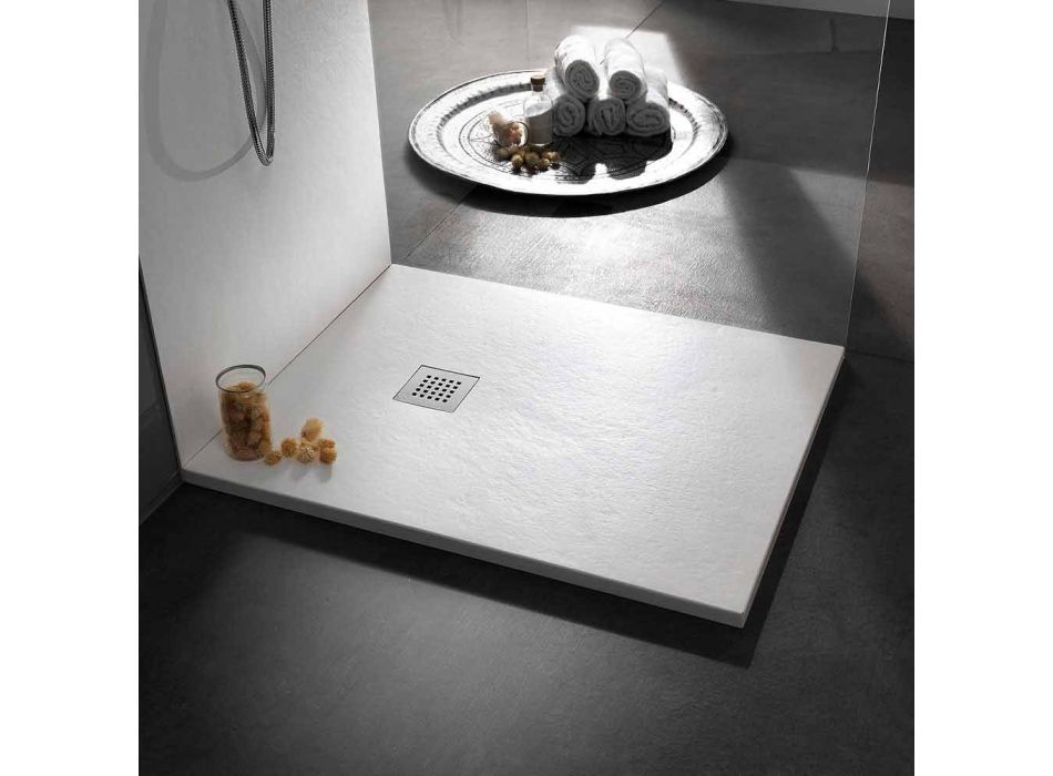 Sirtar dushi 100x80 në Efekt guri rrëshire Përfundon Dizajni Modern - Domio Viadurini