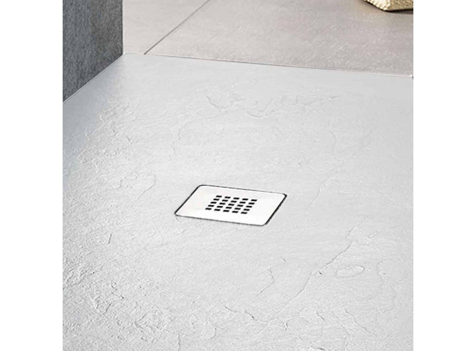 Tabaka dushi 160x70 Dizajn modern në efektin e pllakës së rrëshirës së bardhë - Sommo Viadurini