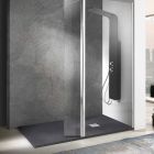 Sirtar dushi 170x70 në rrëshirë me efekt guri me rrjet çeliku - Domio Viadurini