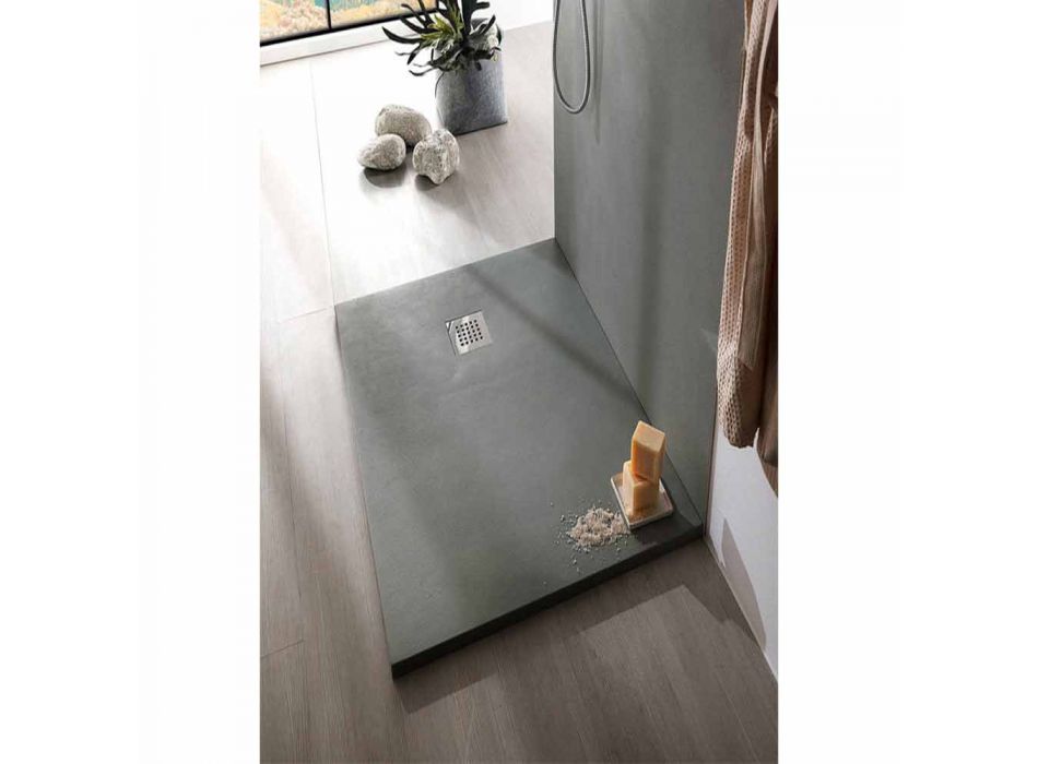Sirtar dushi me rrëshirë me efekt të betonit 140x90 Dizajn modern - Cupio Viadurini